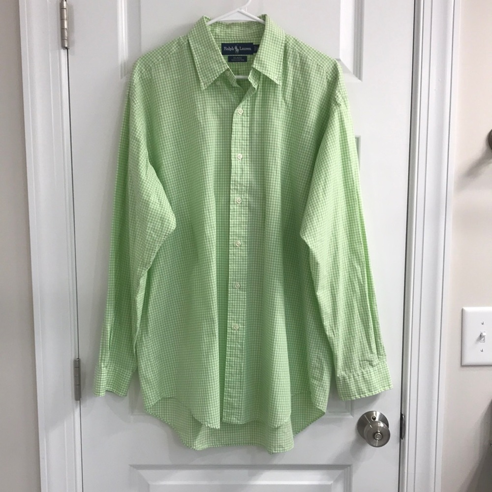 Green and white checked mens size L Ralph Lauren shirt